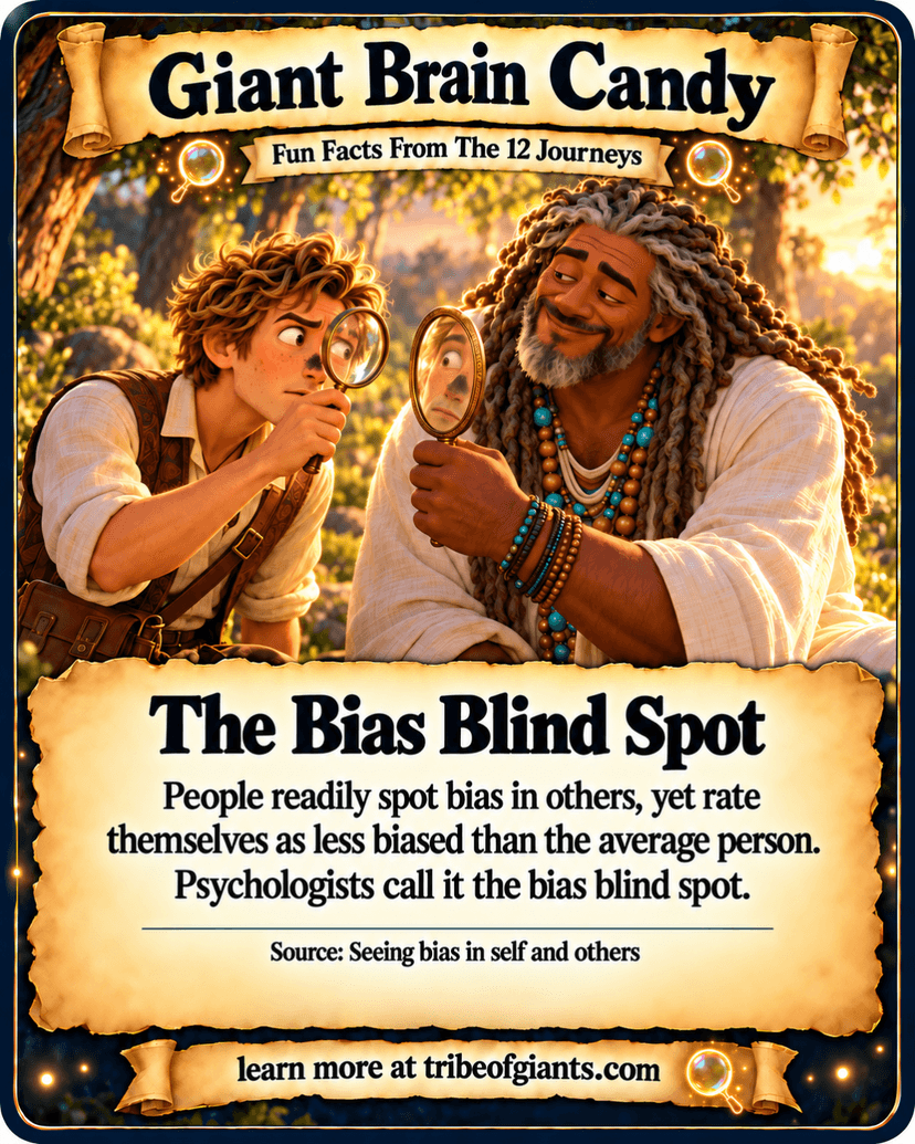 Giant Brain Candy: The Bias Blind Spot. People readily spot bias in others, yet rate themselves as less biased than the average person. Psychologists call it the bias blind spot. Source: Seeing bias in self and others.