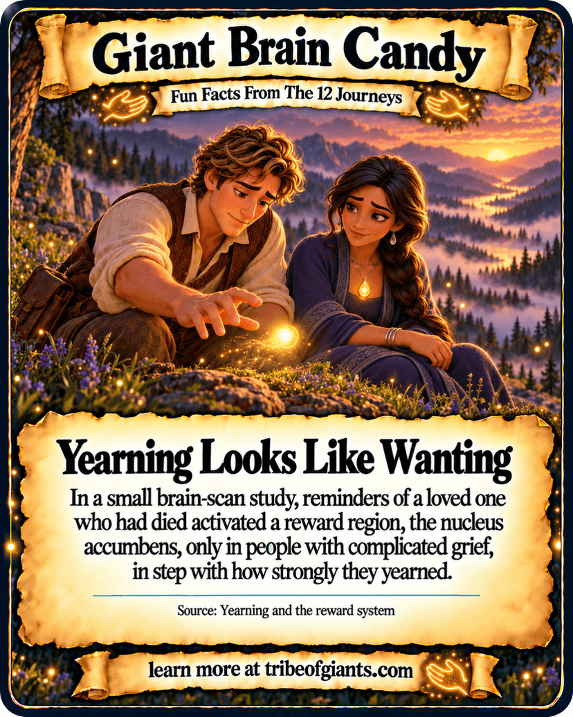 Giant Brain Candy: Yearning Looks Like Wanting. In a small brain-scan study, reminders of a loved one who had died activated a reward region, the nucleus accumbens, only in people with complicated grief, in step with how strongly they yearned. Source: Yearning and the reward system.