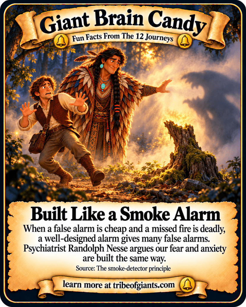 Giant Brain Candy: Built Like a Smoke Alarm. When a false alarm is cheap and a missed fire is deadly, a well-designed alarm gives many false alarms. Psychiatrist Randolph Nesse argues our fear and anxiety are built the same way. Source: The smoke-detector principle.