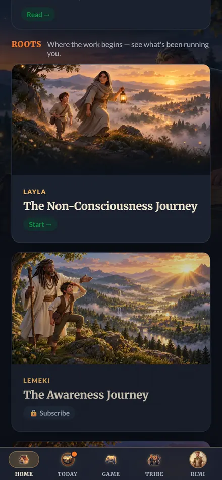 The 12 Journeys: painted covers for Layla's Non-Consciousness Journey and Lemeki's Awareness Journey.